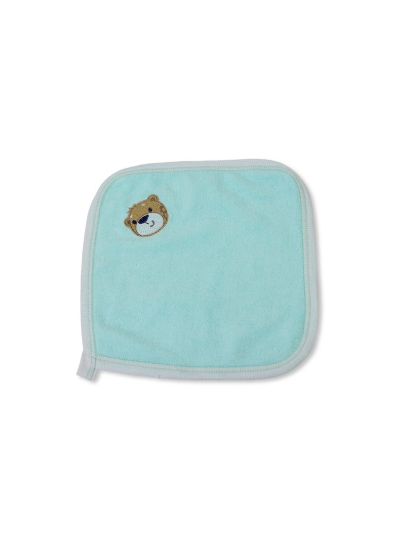 Cotton Baby Towel – Aqua with Bear Embroidery - Image 2